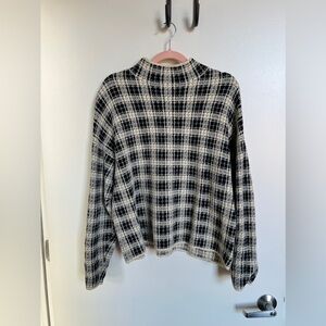 Ann Taylor Plaid Jacquard Mock Neck Sweater